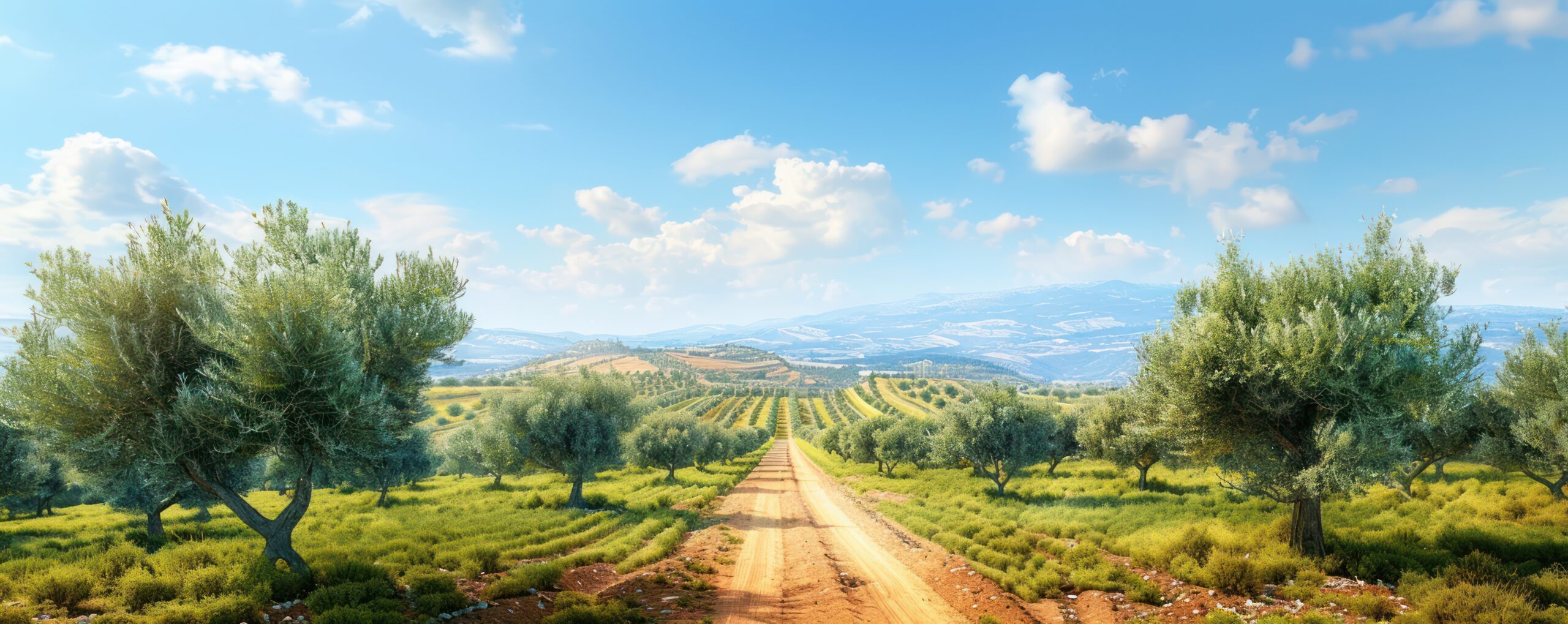 Imagine a serene landscape of ancient olive trees, their silvery leaves shimmering under a brilliant blue sky Lush greenery stretches as far as the eye can see, a perfect backdrop for capturing breathtaking photographs This idyllic grove, ideal for travel and nature photography, also produces the finest olive oil, a AI Generative